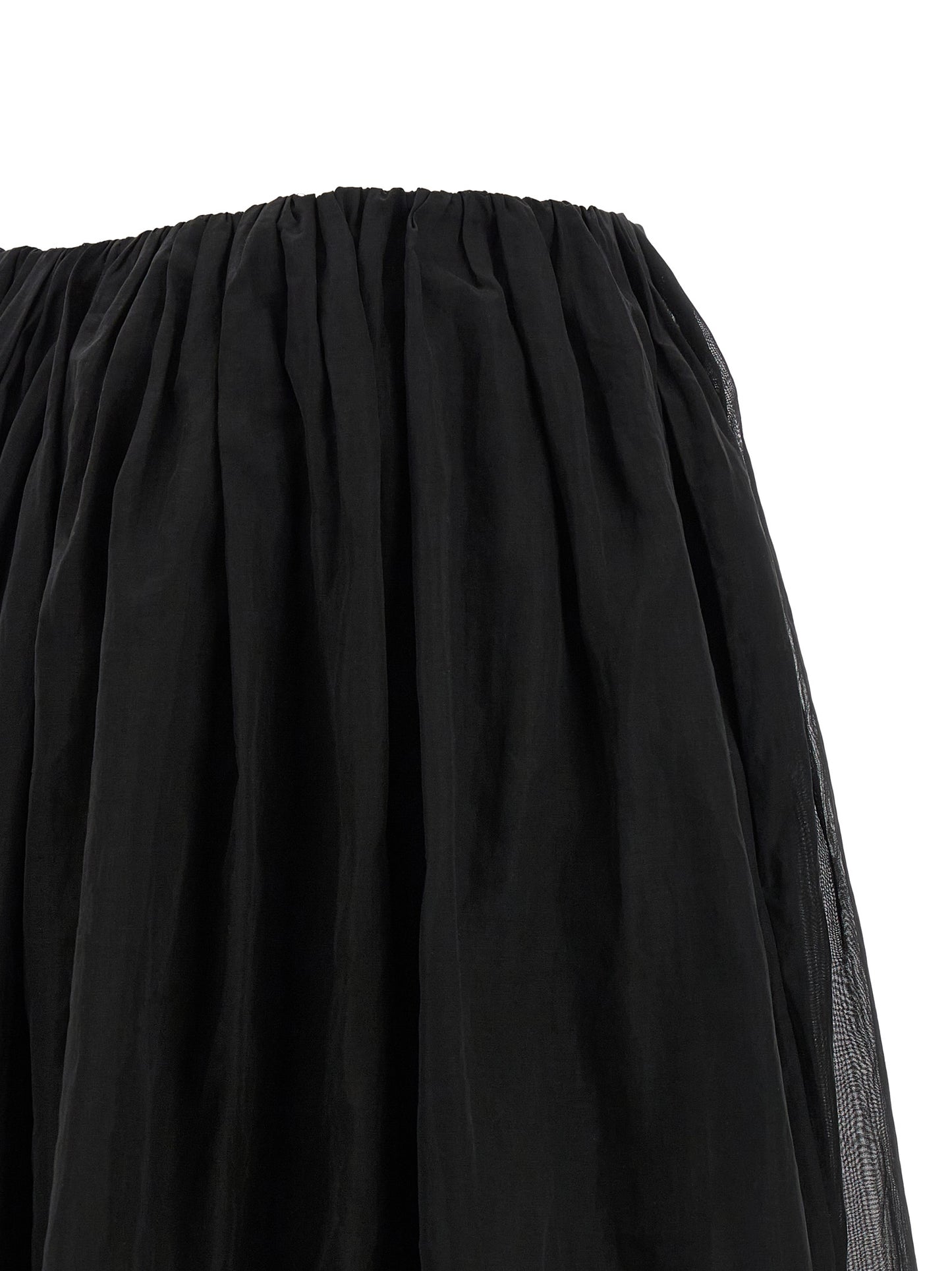 Skirt by Brunello Cucinelli for women in cotton black & transparent features an tailored silhouette, artfully capturing the essence of Women's Flared Cotton Mini Skirt in a sophisticated mini.