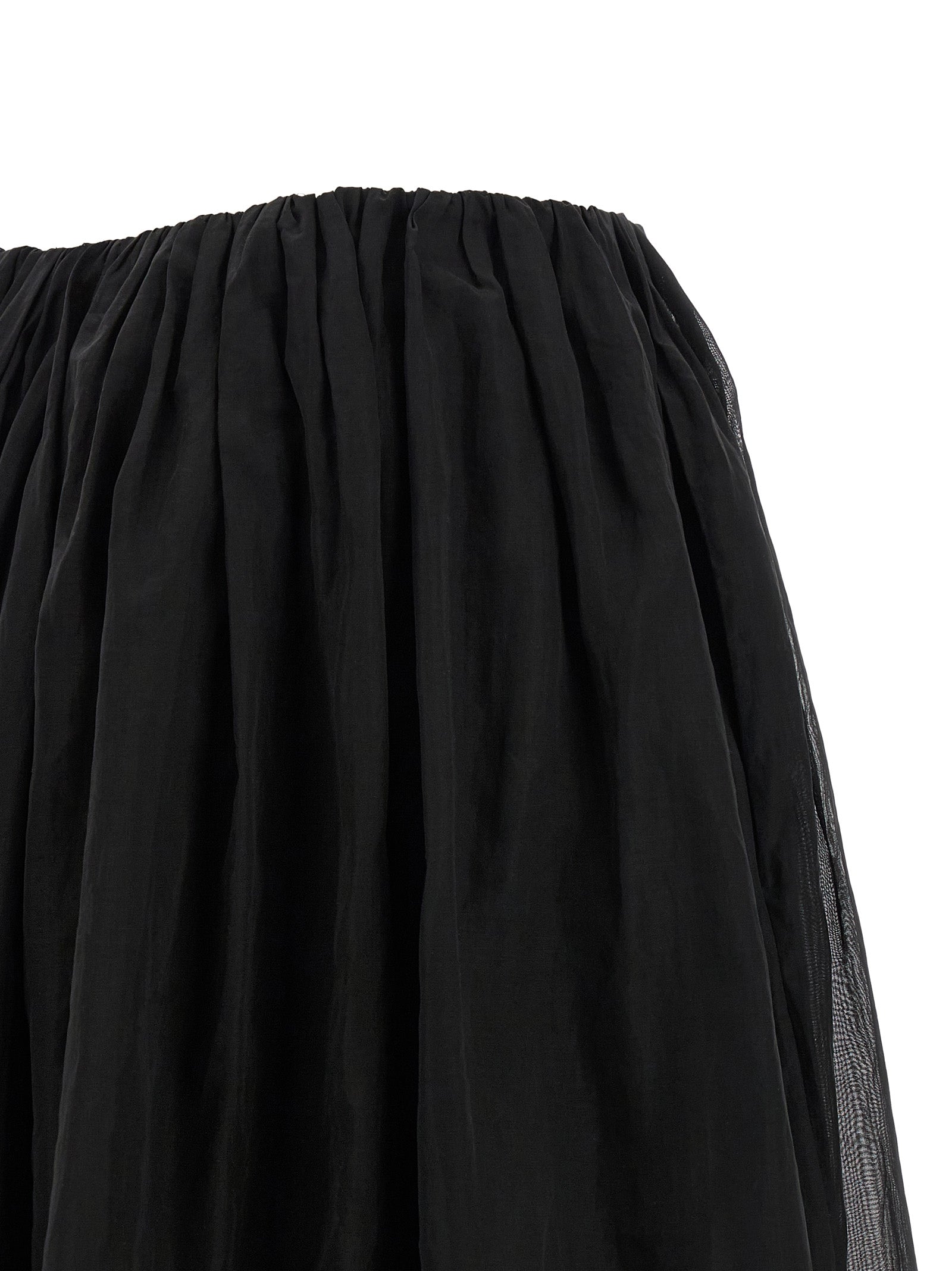 Skirt by Brunello Cucinelli for women in cotton black & transparent features an tailored silhouette, artfully capturing the essence of Women's Flared Cotton Mini Skirt in a sophisticated mini.