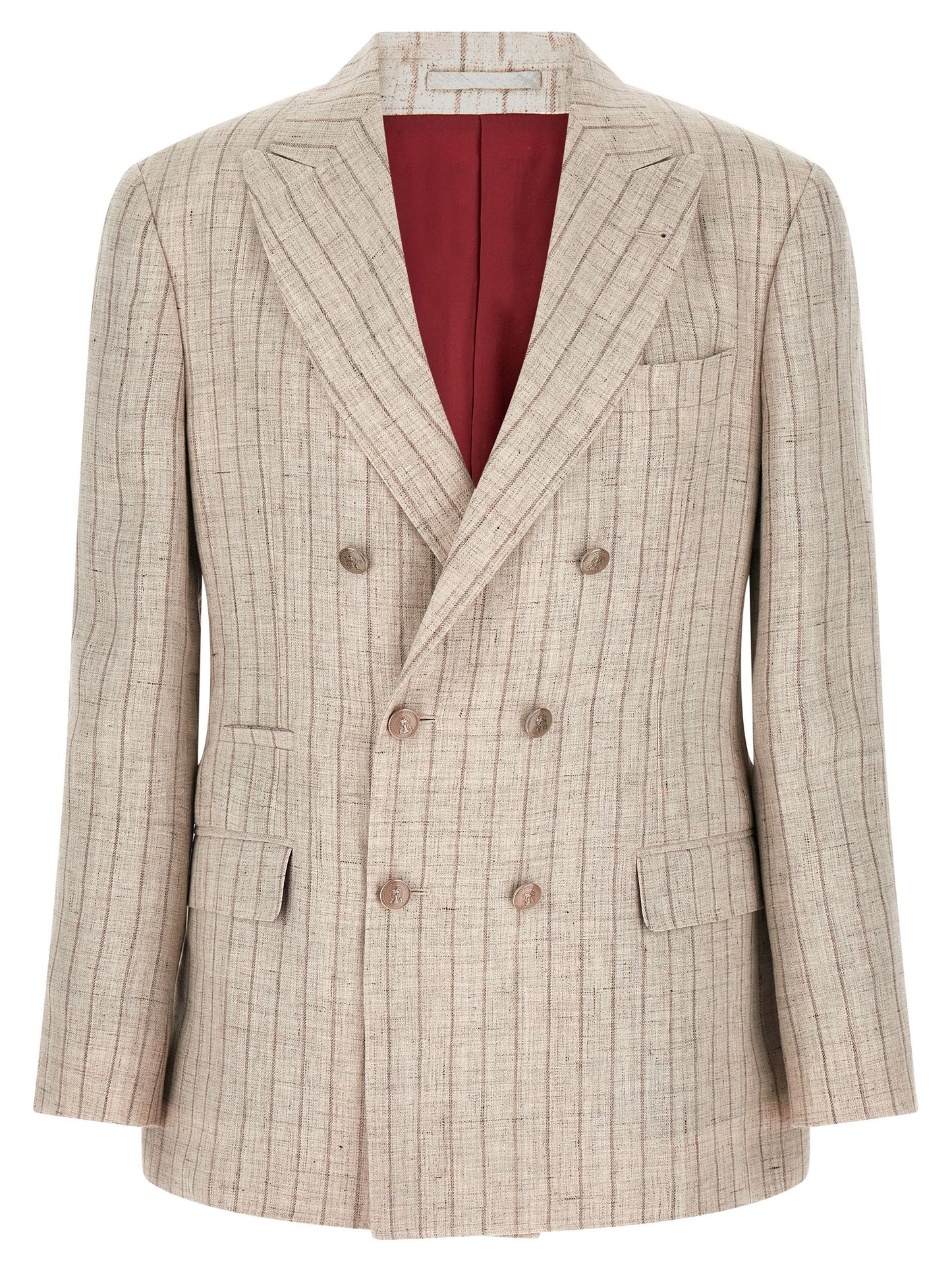 Blazer by Brunello Cucinelli for men in cupro linen twill gray showcases a discerning silhouette, elegantly detailed with a sophisticated and premium for a truly discerning finish.