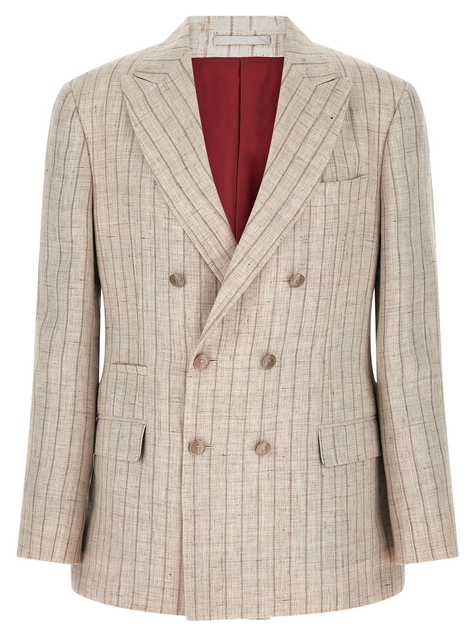Blazer by Brunello Cucinelli for men in cupro linen twill gray showcases a discerning silhouette, elegantly detailed with a sophisticated and premium for a truly discerning finish.