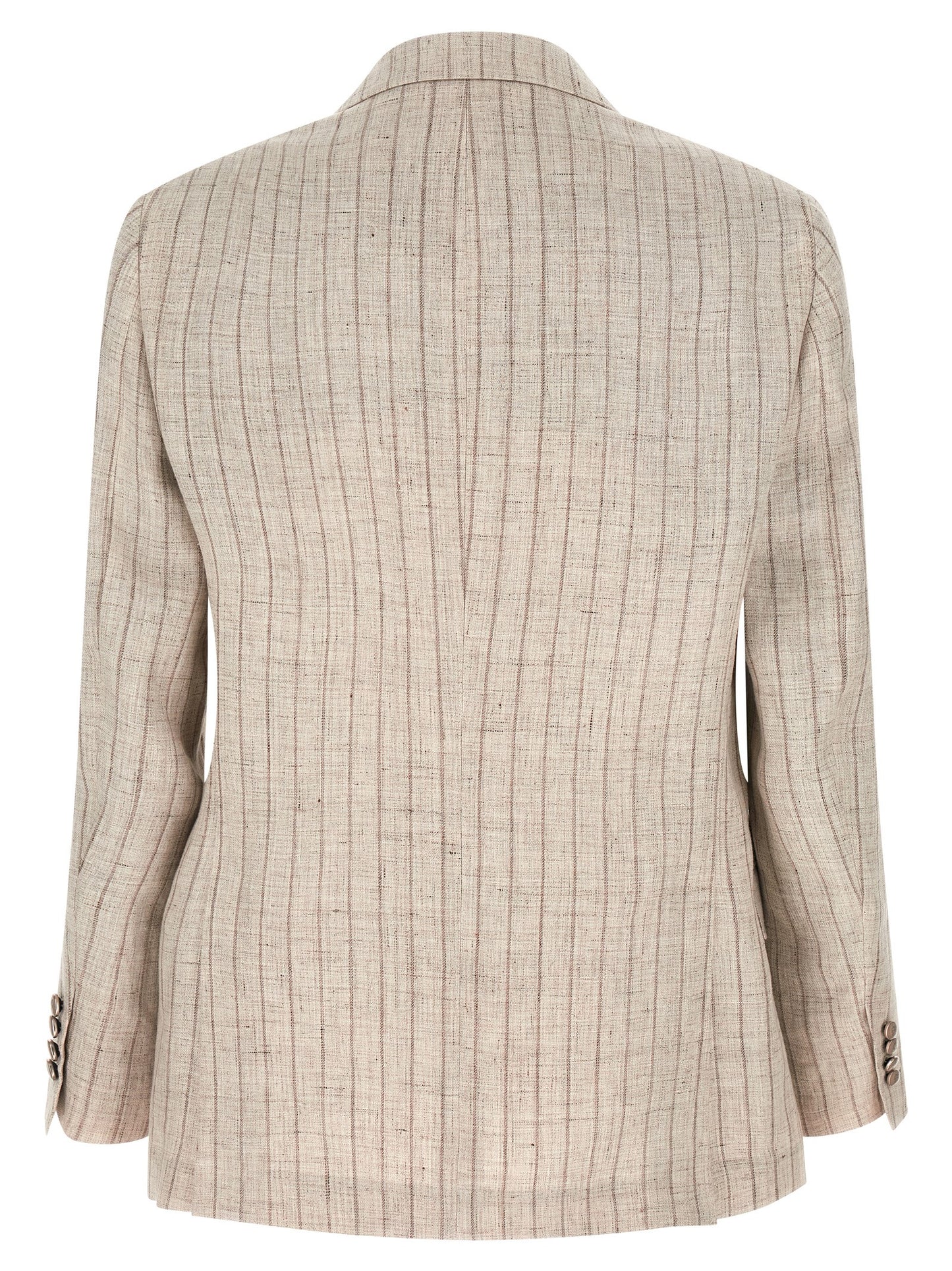 Blazer by Brunello Cucinelli for men in cupro linen twill gray features an sartorial silhouette, showcasing a sophisticated and sartorial for a truly sartorial finish.