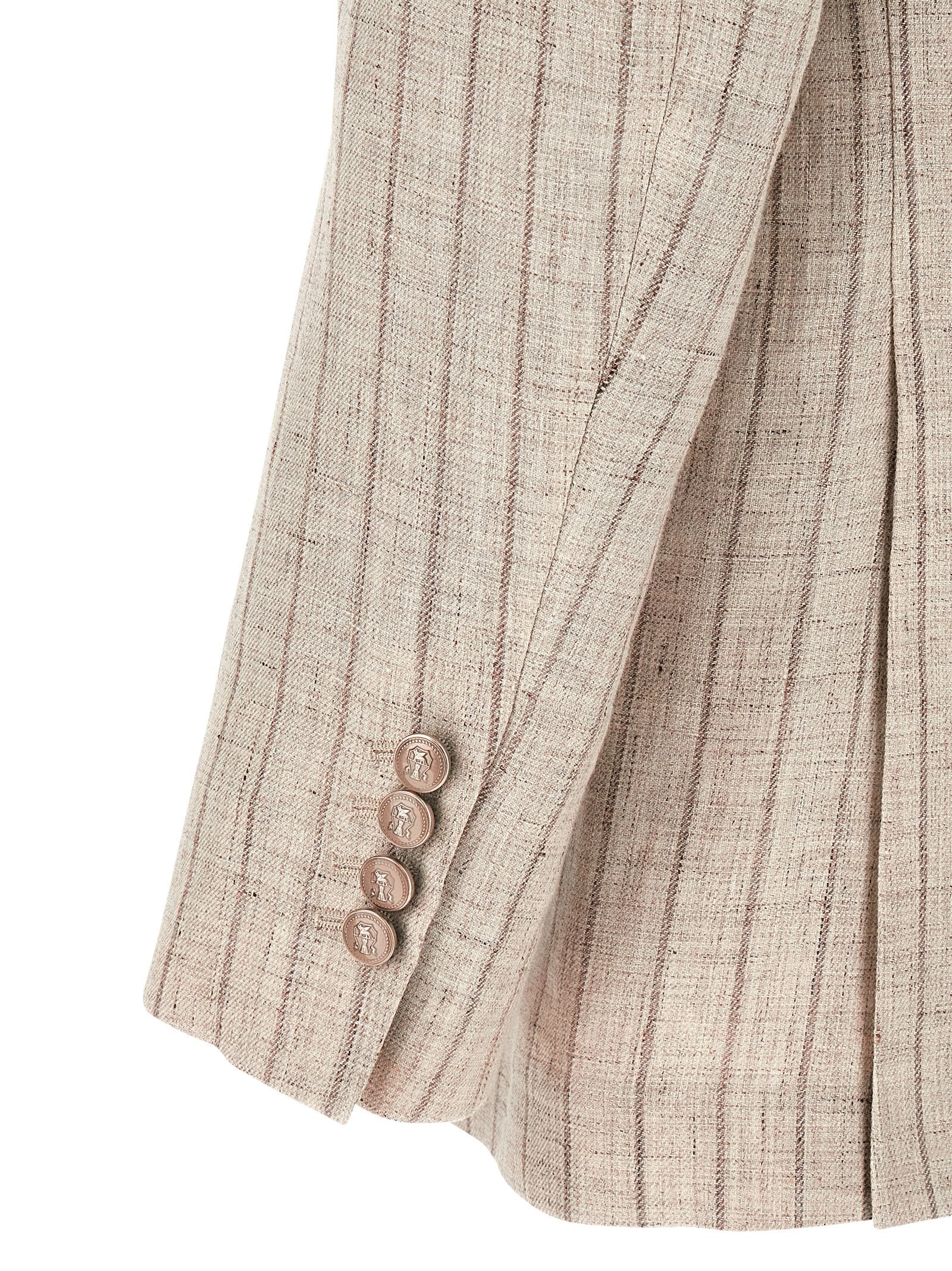 Blazer by Brunello Cucinelli for men in cupro linen twill gray showcases a discerning silhouette, elegantly detailed with a sophisticated and premium for a truly discerning finish.