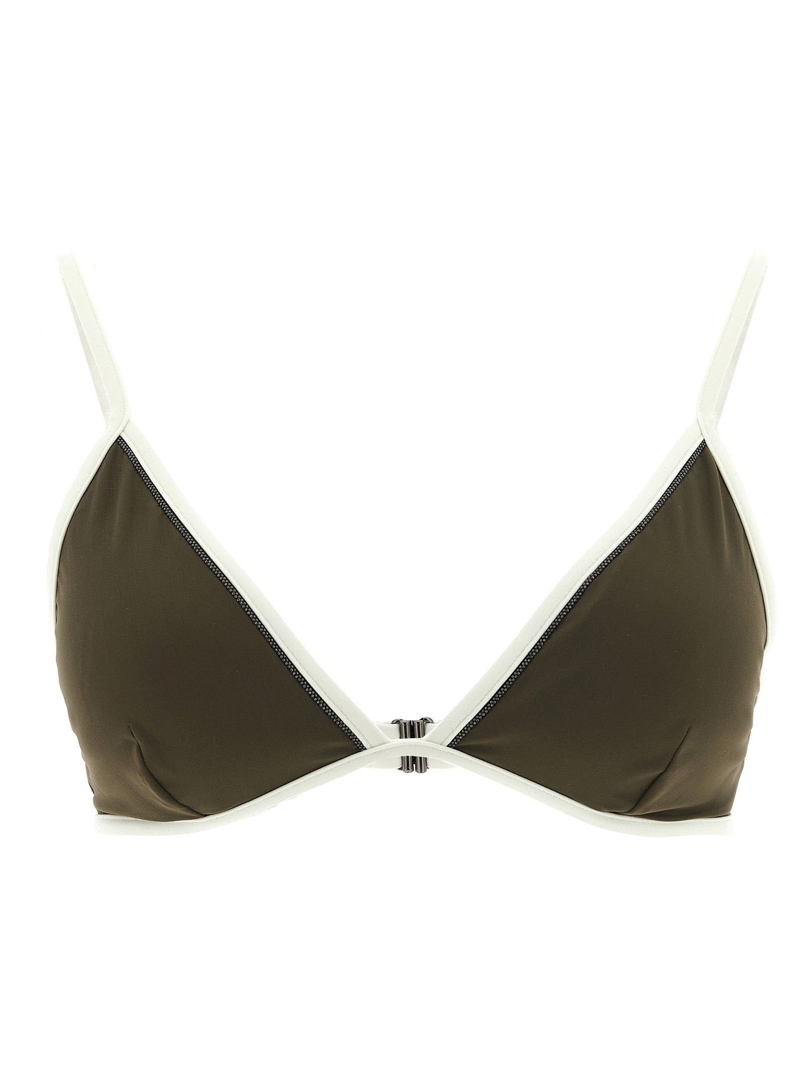 Swimwear Top by Brunello Cucinelli for women in stretch polyamide bicolour, green & signature showcases a contemporary silhouette, artfully capturing the essence of the contemporary Monile Women's Stretch Polyamide Swimwear Top design for a sophisticated look.