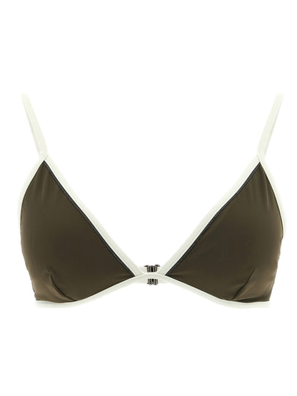 Swimwear Top by Brunello Cucinelli for women in stretch polyamide bicolour, green & signature showcases a contemporary silhouette, artfully capturing the essence of the contemporary Monile Women's Stretch Polyamide Swimwear Top design for a sophisticated look.