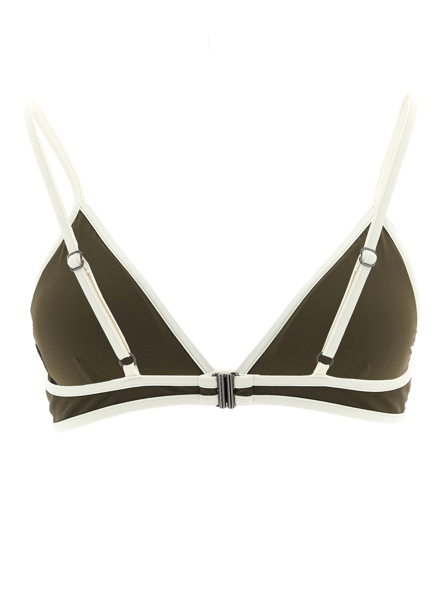 Swimwear Top by Brunello Cucinelli for women in stretch polyamide bicolour, green & signature features a beach chic silhouette, beautifully showcasing the signature design of the Monile Women's Stretch Polyamide Swimwear Top.
