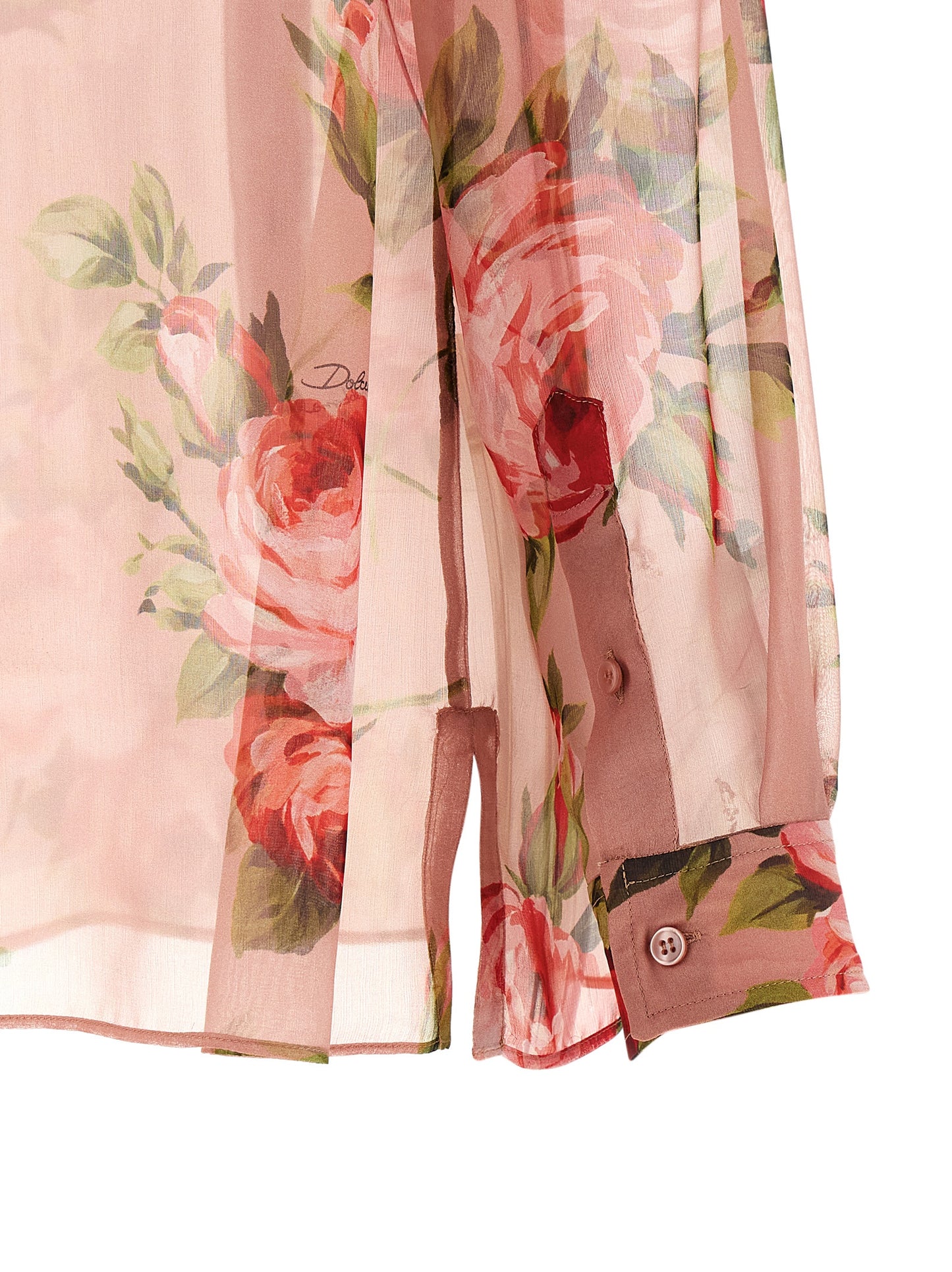 Blouse by Dolce & Gabbana for women in silk chiffon multicolor, pink, rose, transparent & print features an polished silhouette, showcasing a sophisticated and detail for a truly polished finish.