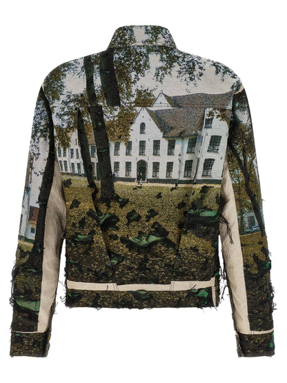 Junya Watanabe Japanese Men's Polyester Cotton & Nylon Jacket - Multicolor Patterned Jacquard