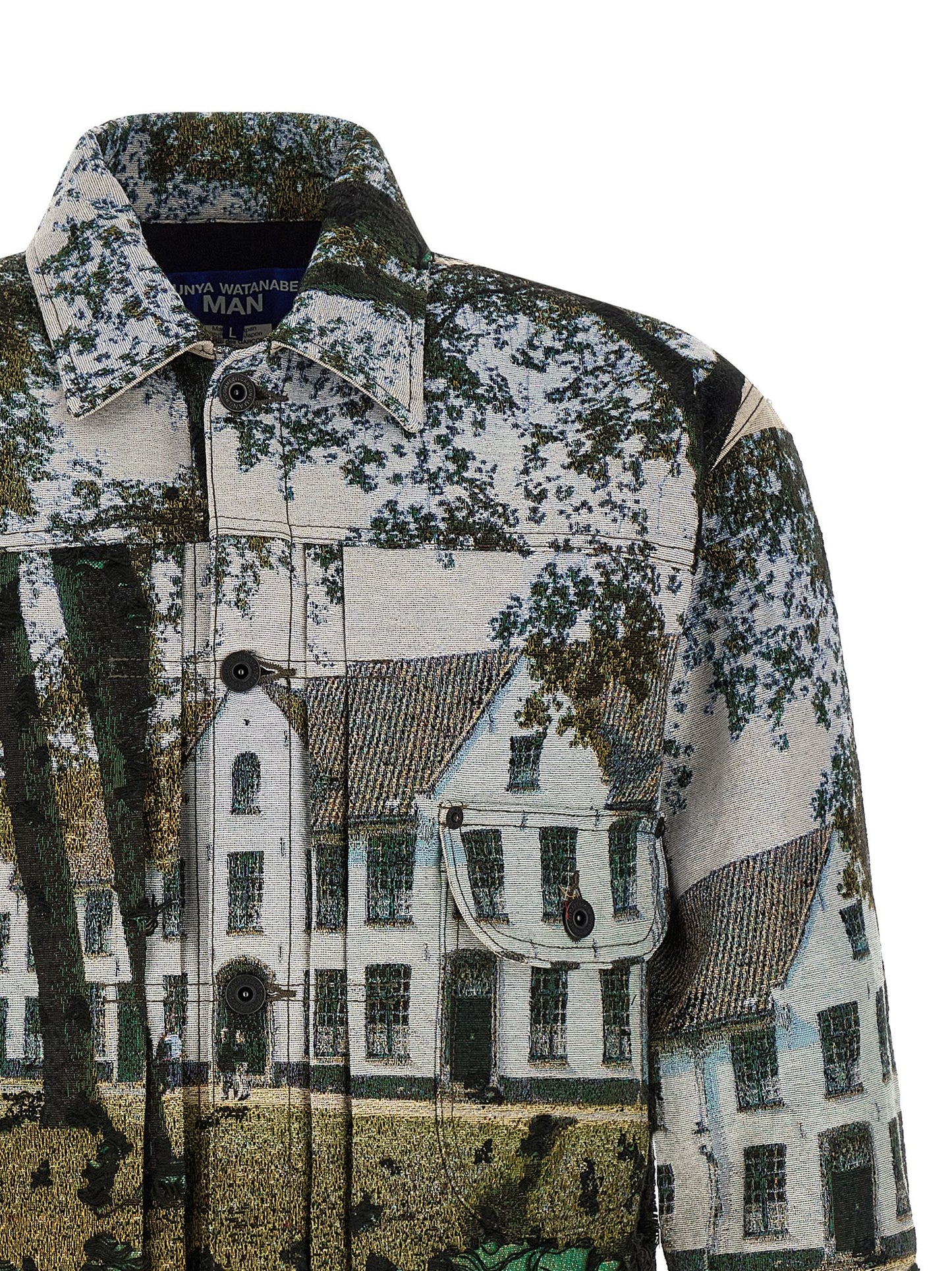 Junya Watanabe Japanese Men's Polyester Cotton & Nylon Jacket - Multicolor Patterned Jacquard