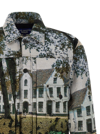Junya Watanabe Japanese Men's Polyester Cotton & Nylon Jacket - Multicolor Patterned Jacquard