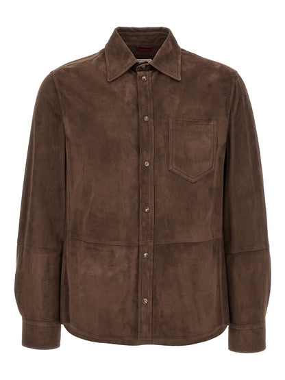 Brunello Cucinelli Brown Lamb Leather Blouse