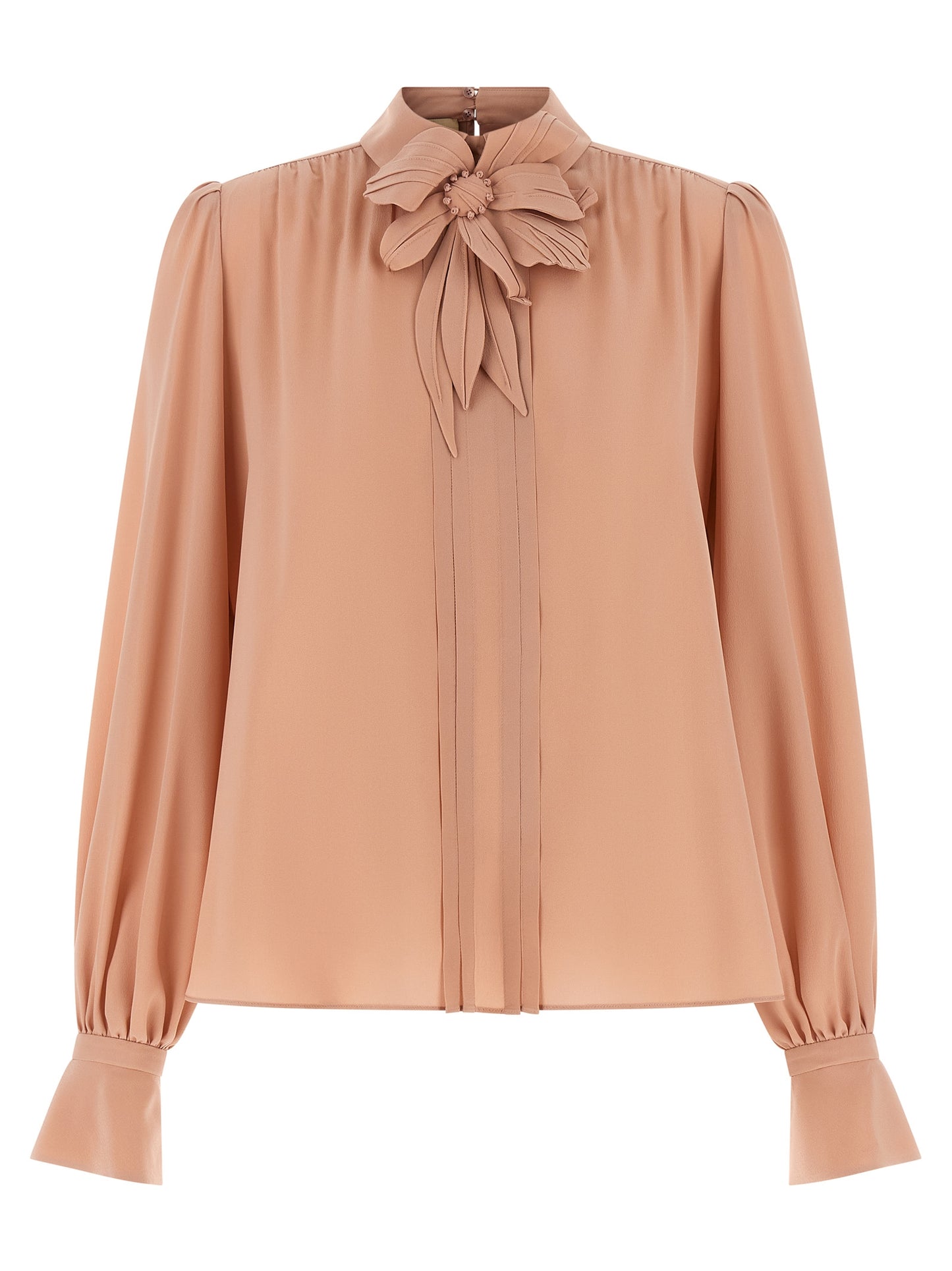 Blouse by Valentino Garavani for women in silk multicolor, pink & floral showcases a sleek silhouette, elegantly detailed with a sleek high-neck neckline and for a sleek finish.