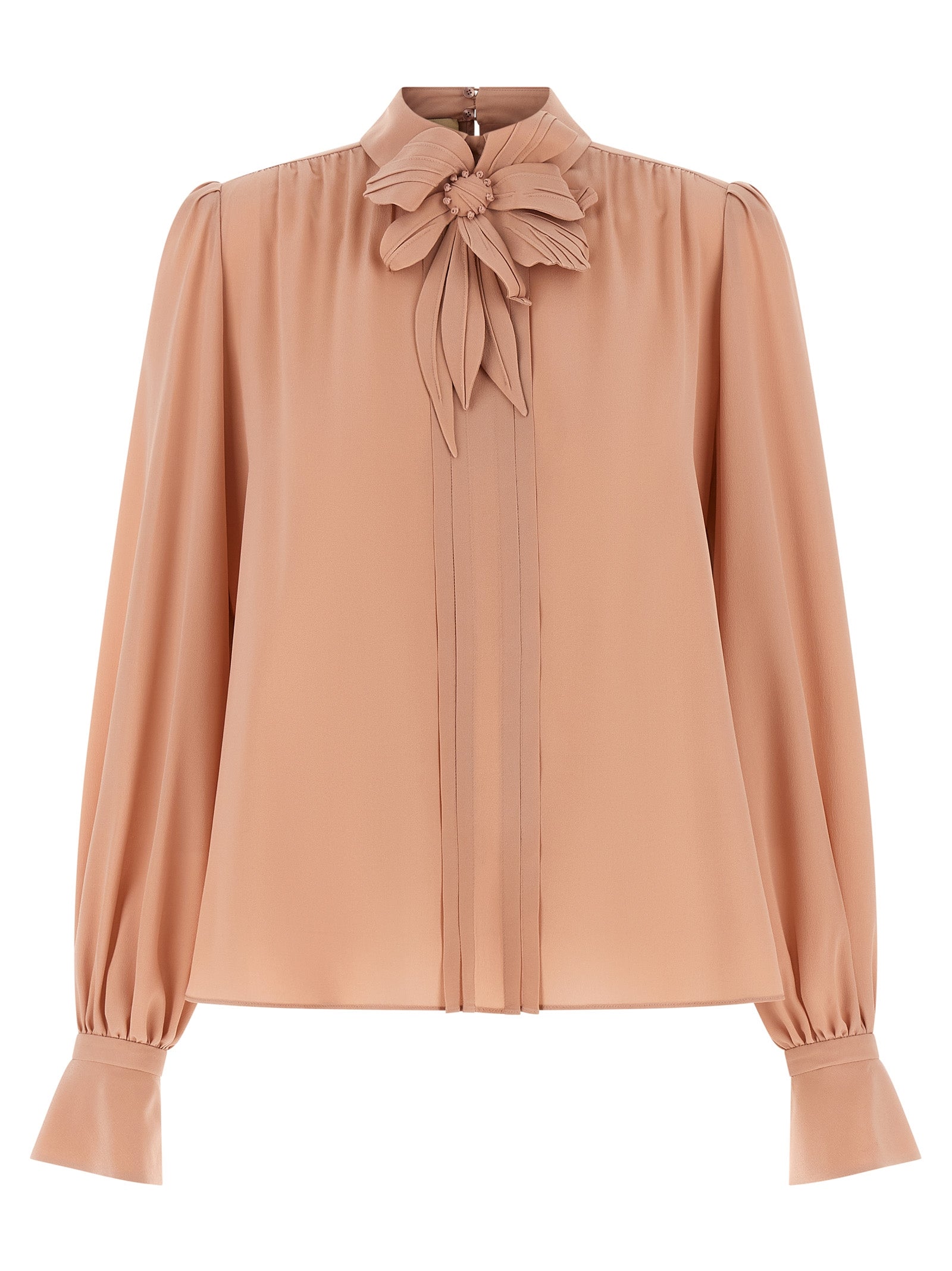 Blouse by Valentino Garavani for women in silk multicolor, pink & floral showcases a sleek silhouette, elegantly detailed with a sleek high-neck neckline and for a sleek finish.