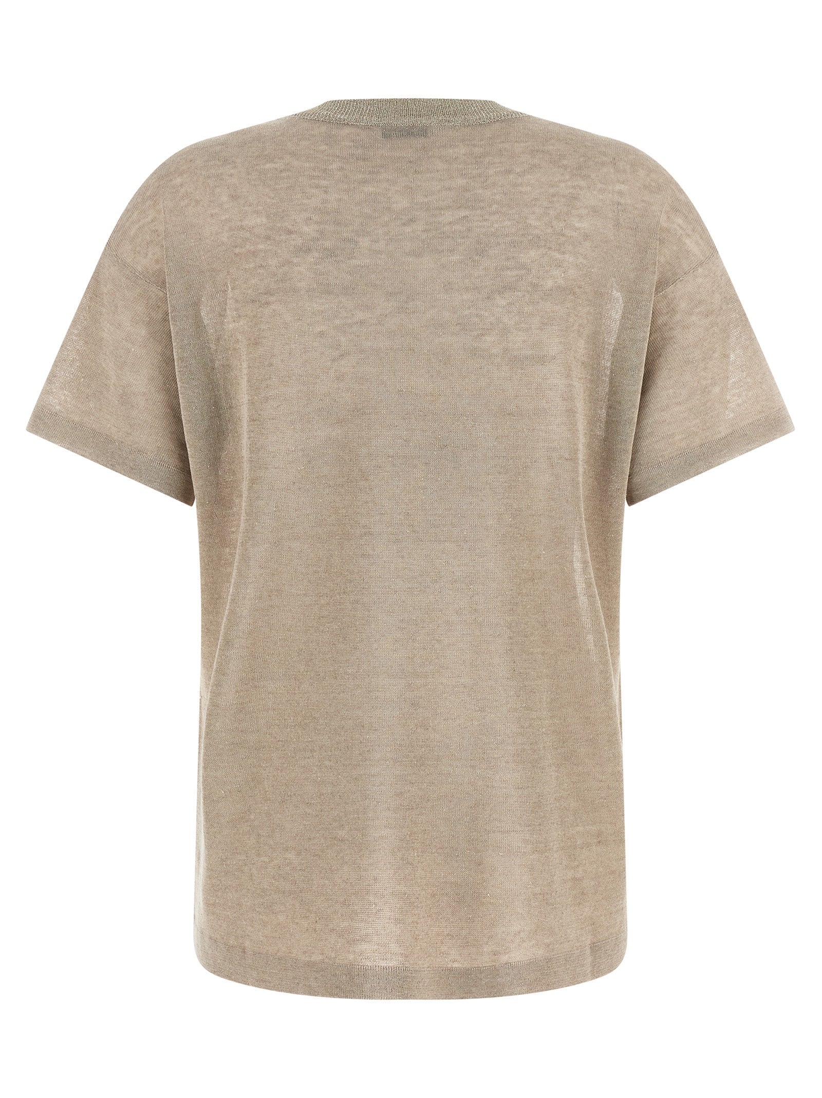 Cardigan by Brunello Cucinelli for women in linen polyamide & viscose beige, transparent & signature features an impeccable silhouette, showcasing a sophisticated and detail for a truly impeccable finish.