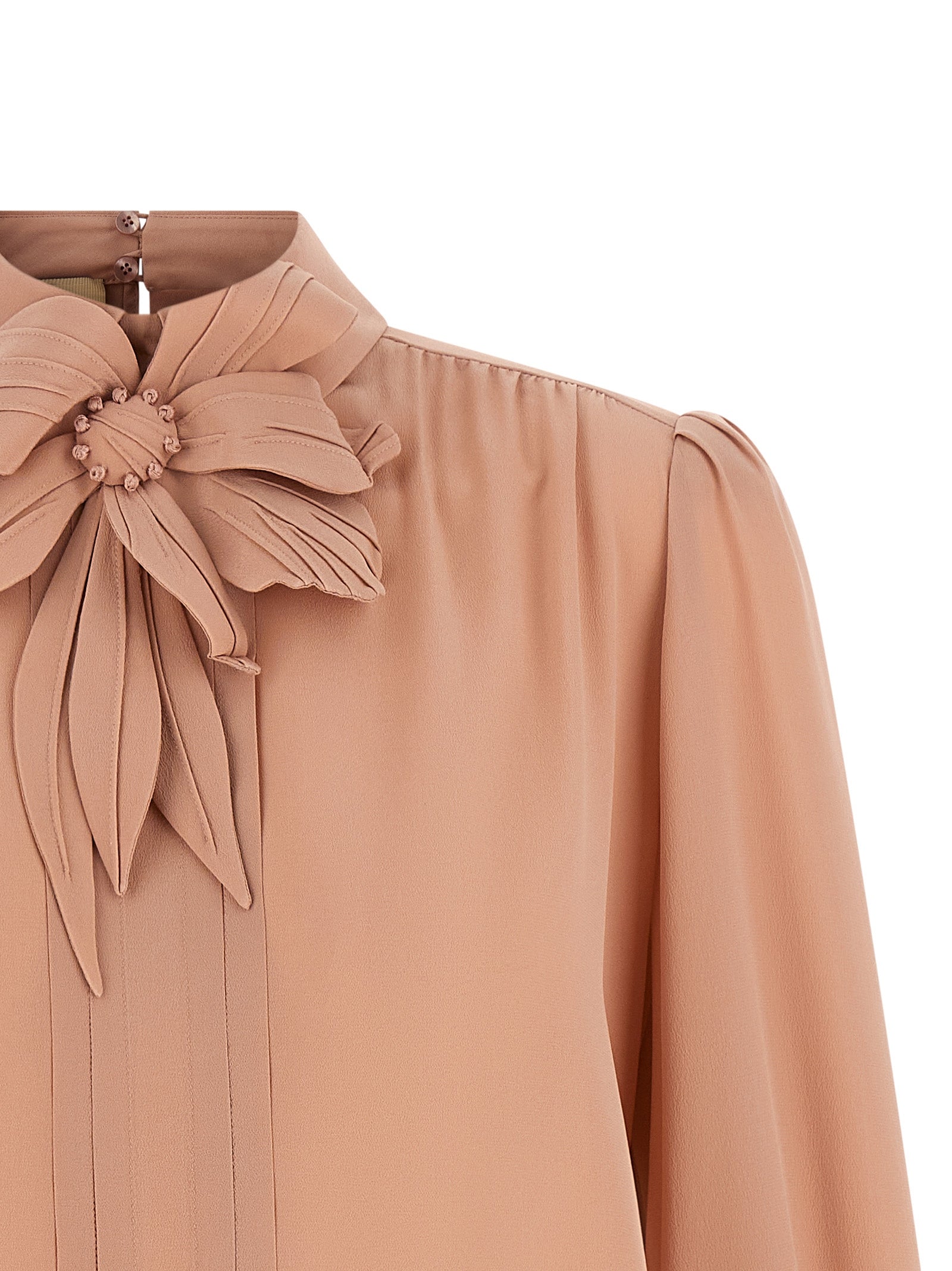 Blouse by Valentino Garavani for women in silk multicolor, pink & floral features an polished silhouette, showcasing a sophisticated high-neck neckline and detail for a truly polished finish.