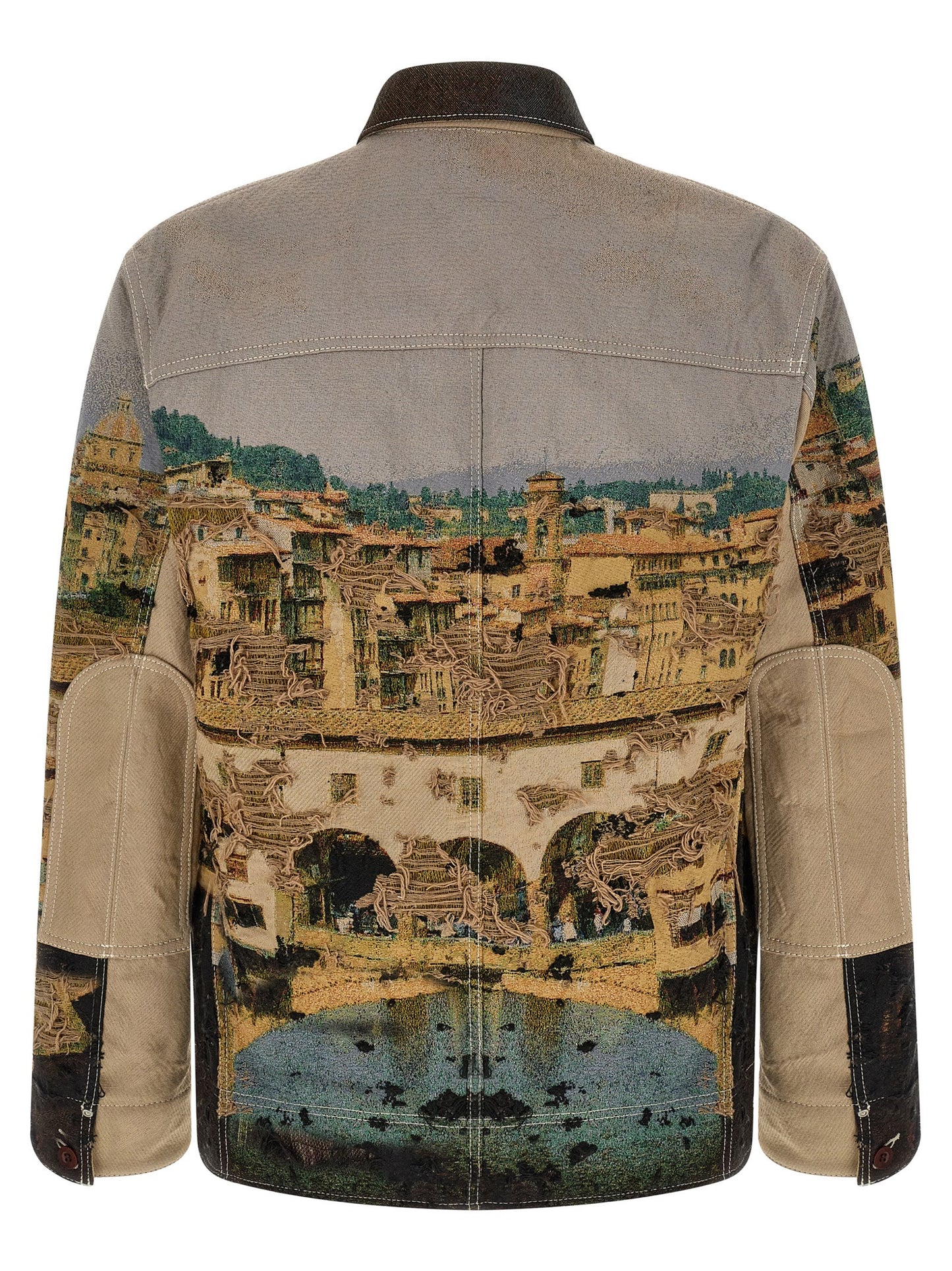 Junya Watanabe Japanese Men's Nylon Cotton Polyester Jacket - Multicolor Patterned Jacquard