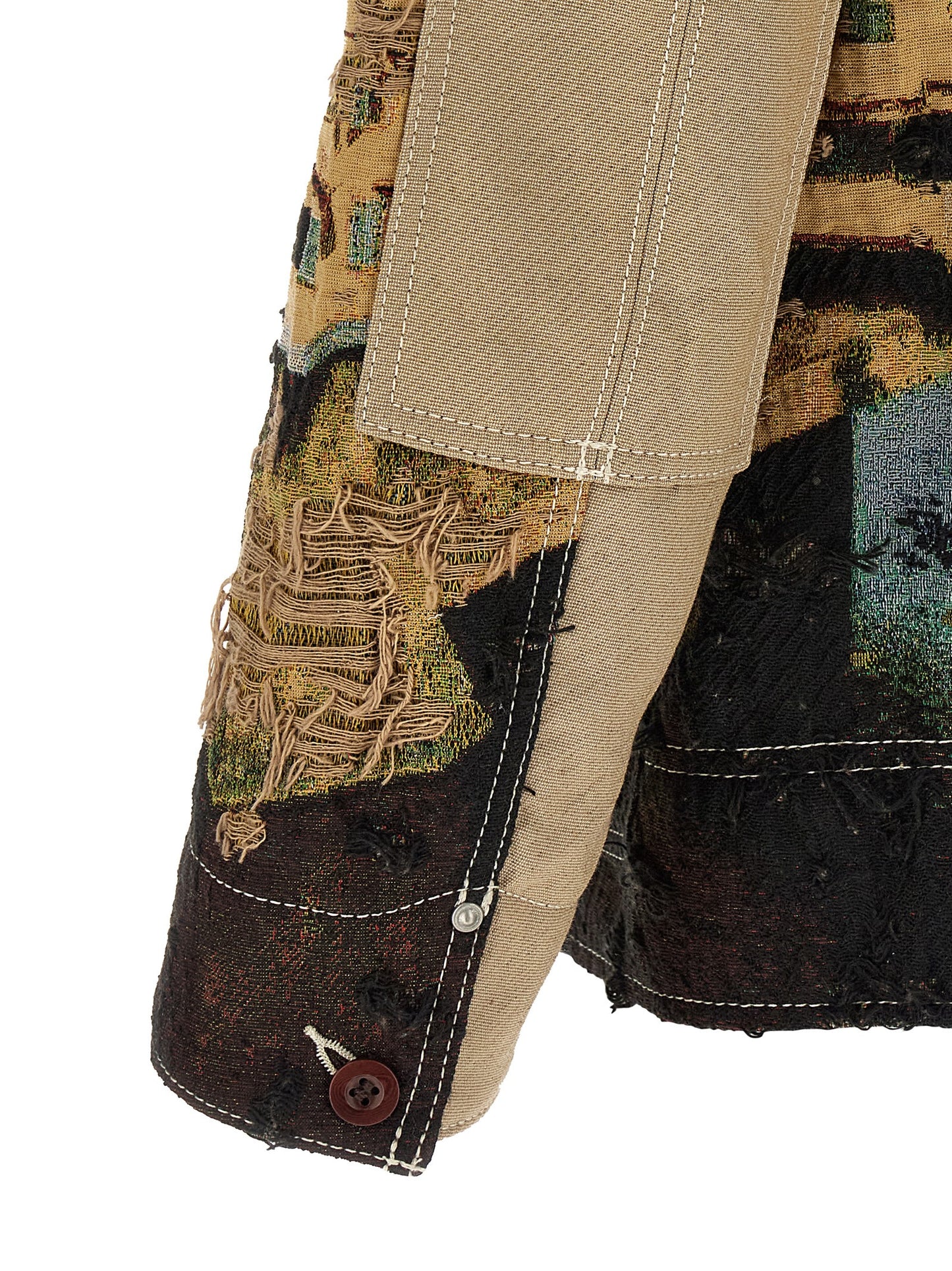 Junya Watanabe Japanese Men's Nylon Cotton Polyester Jacket - Multicolor Patterned Jacquard