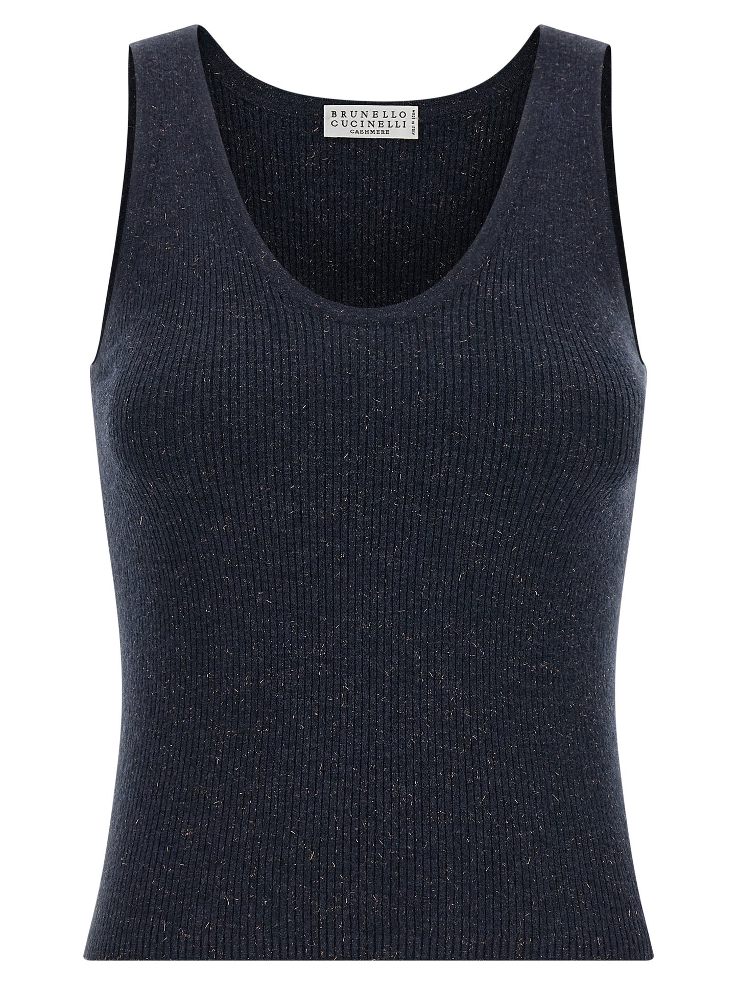Tank Top by Brunello Cucinelli for women in viscose silk & cashmere blue showcases a sublime silhouette, with sleeveless and round neckline details for a sublime finish.