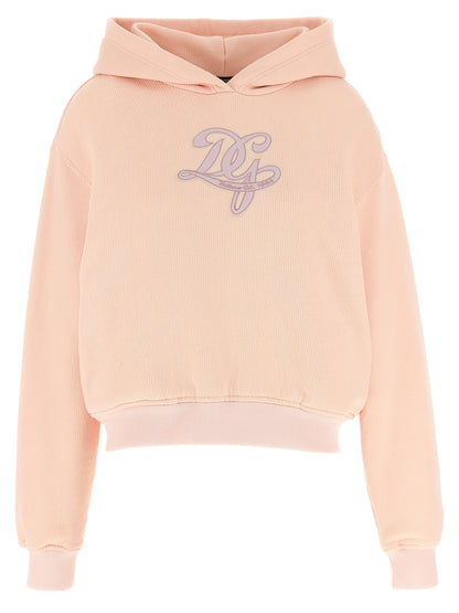 Sweatshirt Hoodie by Dolce & Gabbana for women in cotton multicolor & pink features an dramatic silhouette, showcasing a sophisticated hooded neckline and dramatic long-sleeve for a refined, modern aesthetic.