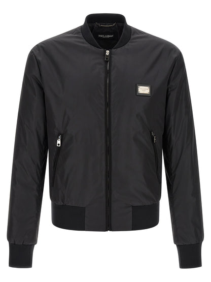 Dolce & Gabbana Black Polyamide Bomber