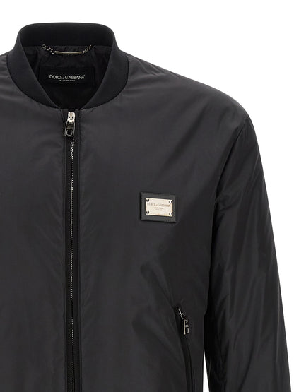 Dolce & Gabbana Black Polyamide Bomber