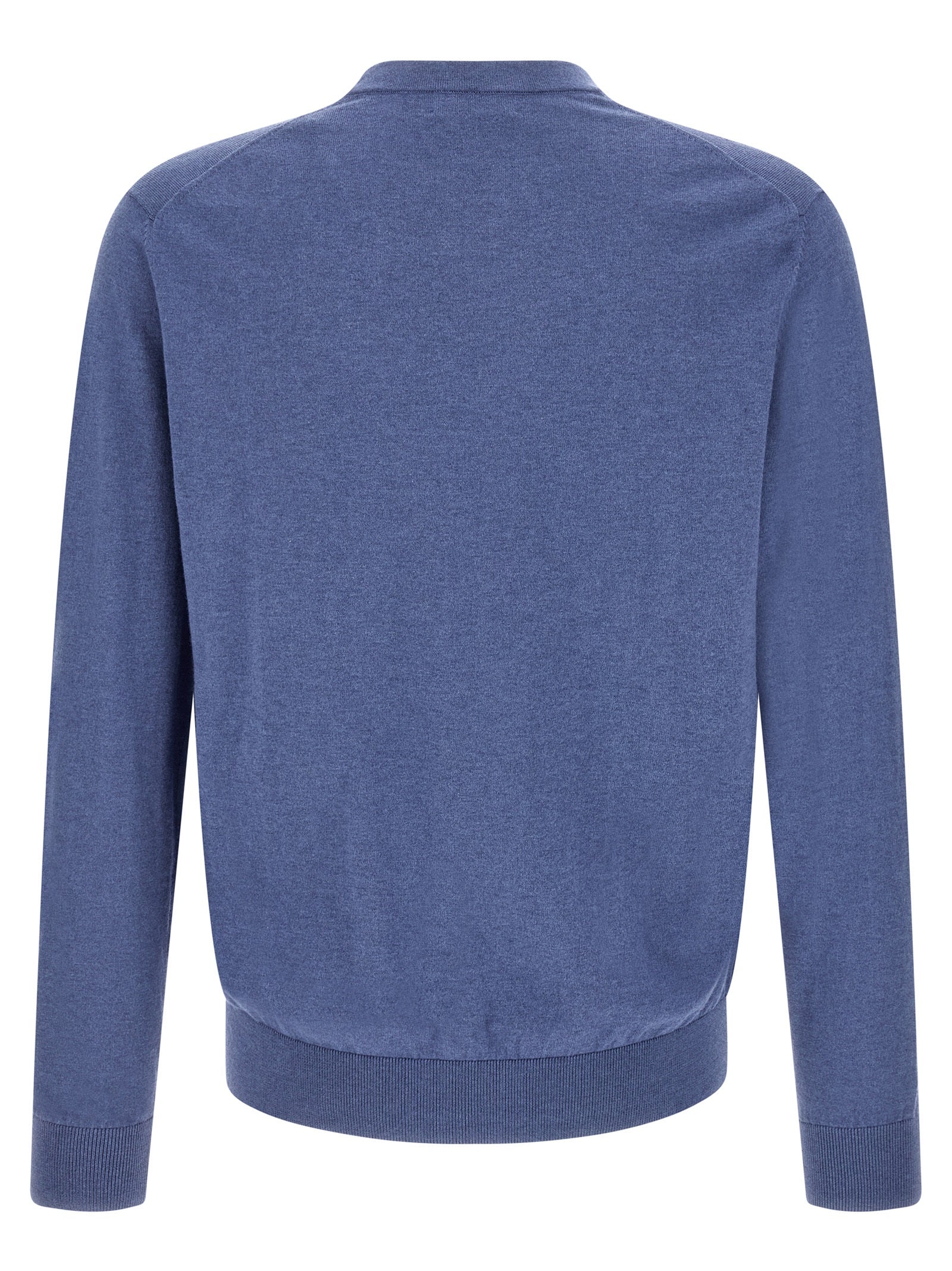 Cardigan by Ballantyne for men in cashmere cotton blend blue, pearl, patterned, argyle & jacquard features an crisp silhouette, showcasing a sophisticated v-neck neckline and detail for a truly crisp finish.