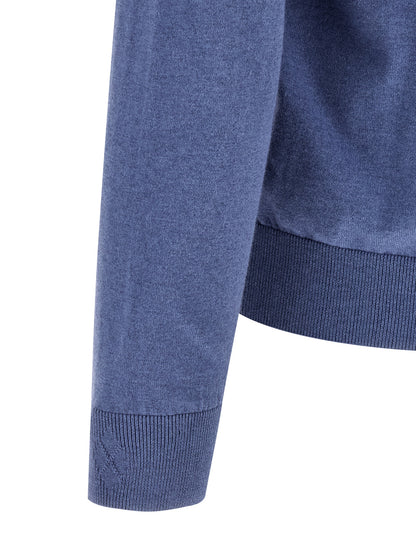Cardigan by Ballantyne for men in cashmere cotton blend blue, pearl, patterned, argyle & jacquard features a nuanced silhouette with a refined and nuanced detailing for a sophisticated look.