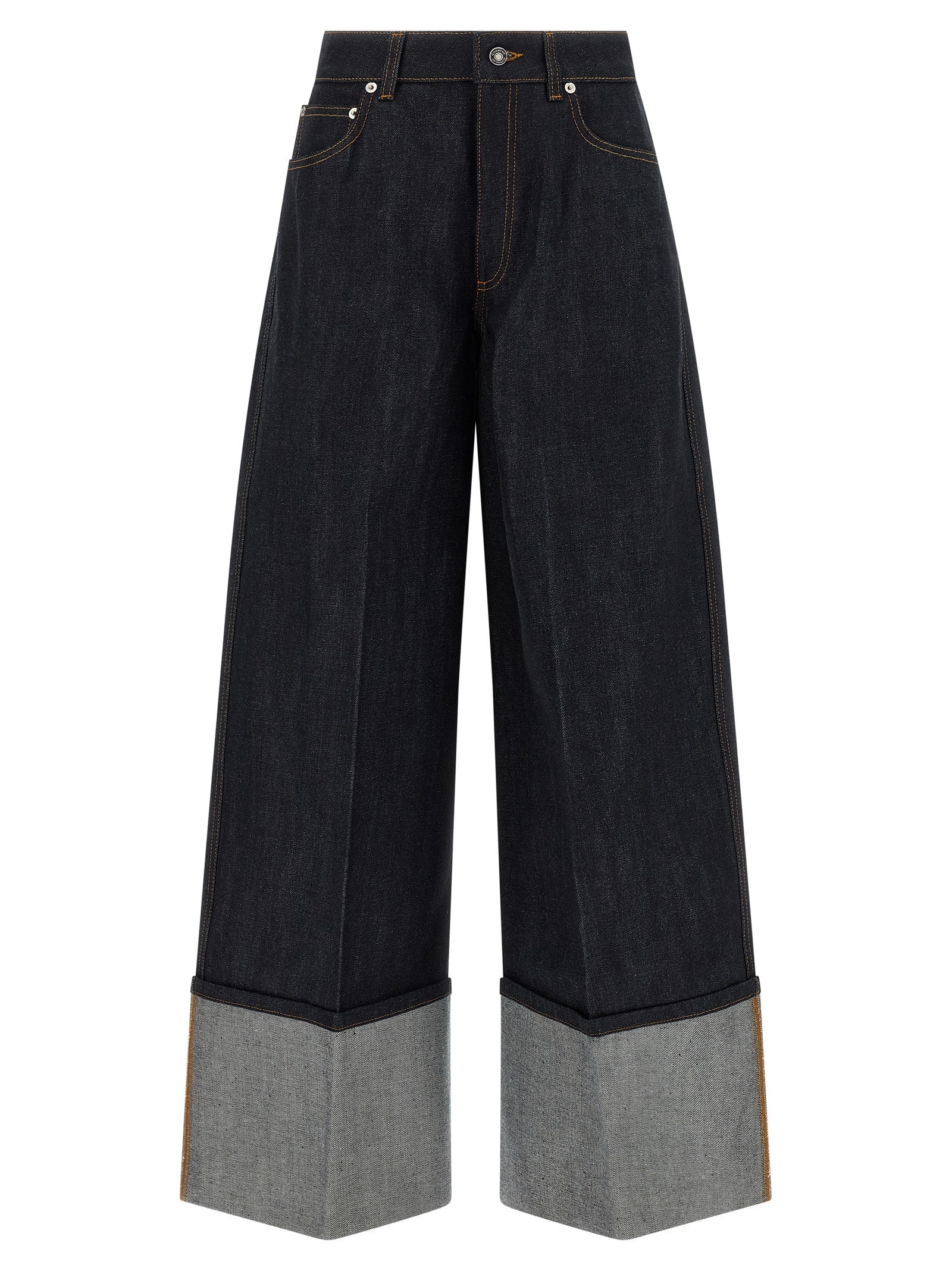 Jeans by Givenchy for women in denim cotton & suede leather blue features an sophisticated and flared & wide with a precise long, creating a sophisticated and sophisticated silhouette.
