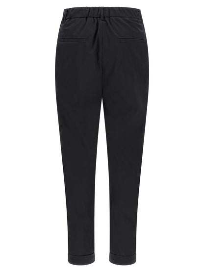 Kiton Black Cotton Casual Pants