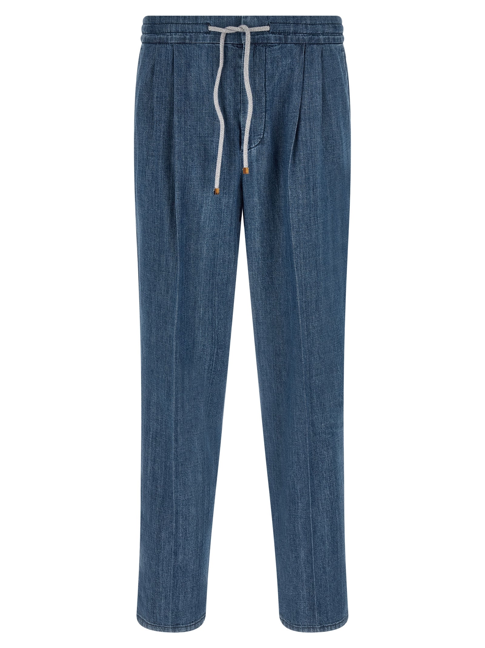 Jeans by Brunello Cucinelli for men in denim cotton blue features an sophisticated and relaxed-fit with a precise long, creating a sophisticated and sophisticated silhouette.