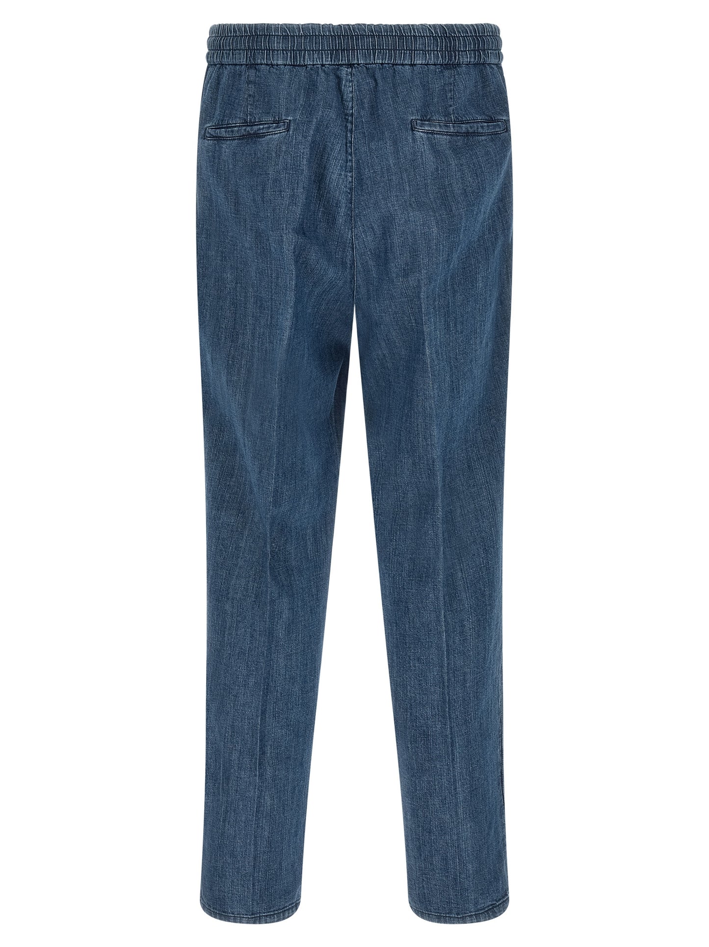 Jeans by Brunello Cucinelli for men in denim cotton blue features an refined tailoring silhouette, showcasing a premium relaxed-fit with a and long cut for a refined tailoring look.