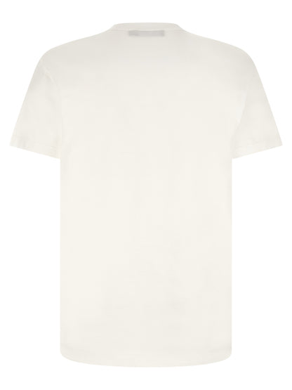 T-Shirt by Dolce & Gabbana for men in leather & cotton white showcases a chic silhouette, artfully detailed with a chic crew neckline and for a chic finish.
