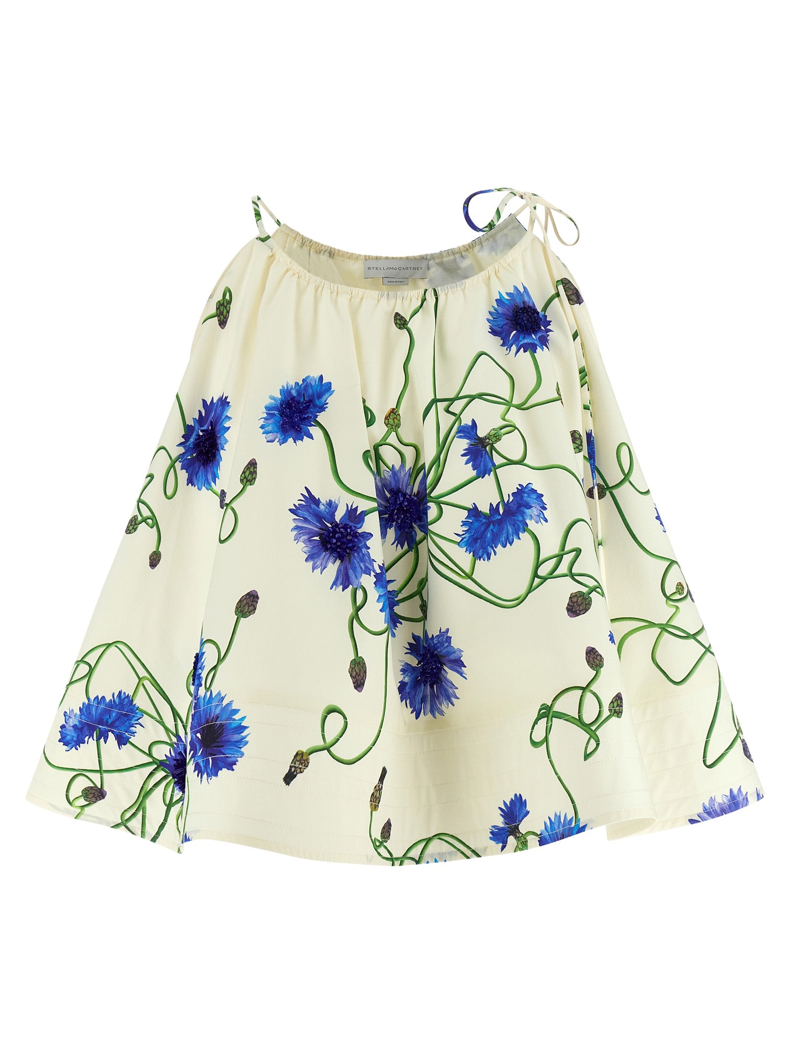 Blouse by Stella McCartney for women in organic cotton blue & print, featuring a nuanced and nuanced round neckline for a sophisticated finish.