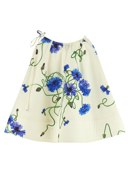 Blouse by Stella McCartney for women in organic cotton blue & print showcases a sharp silhouette, elegantly detailed with a sharp round neckline and sharp .