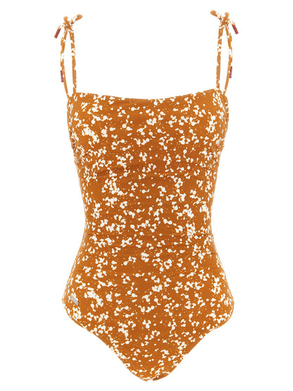 One-Piece Swimsuit by Kiton for women in stretch polyamide brown features a contemporary silhouette, showcasing the contemporary cut of this Women's Stretch Polyamide One-Piece Swimsuit for a sophisticated, contemporary beachwear aesthetic.