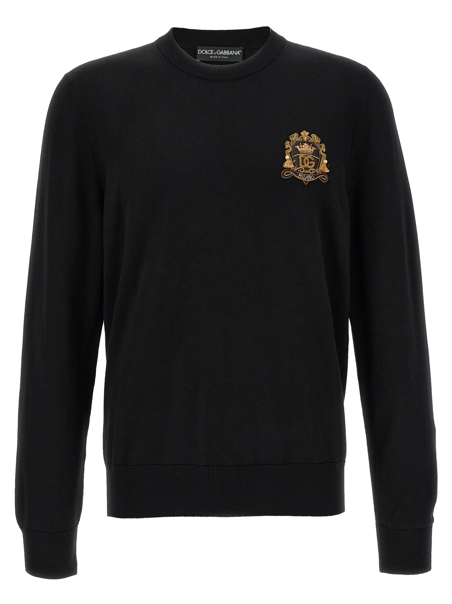 Cardigan by Dolce & Gabbana for men in virgin wool black showcases a captivating silhouette, artfully detailed with a captivating and crew neckline for a truly sophisticated captivating look.
