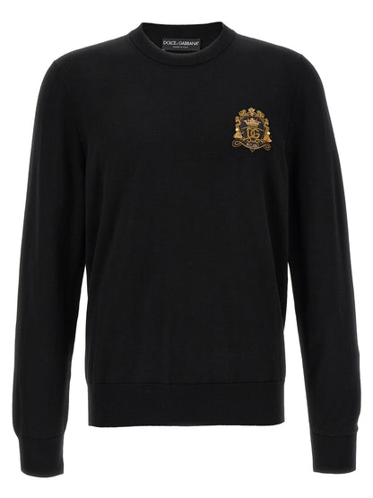 Cardigan by Dolce & Gabbana for men in virgin wool black showcases a captivating silhouette, artfully detailed with a captivating and crew neckline for a truly sophisticated captivating look.