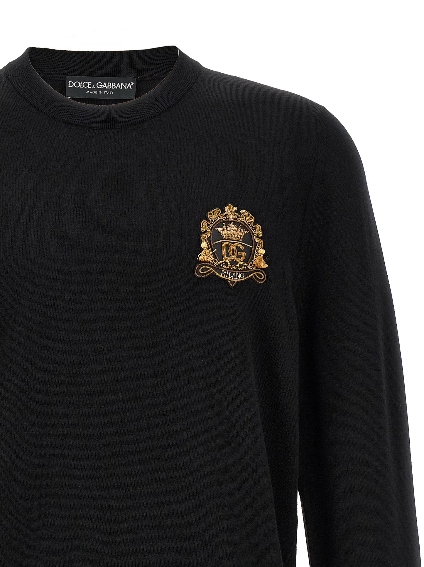 Cardigan by Dolce & Gabbana for men in virgin wool black presents a textural silhouette, artfully finished with a textural crew neckline and for a sophisticated, textural look.