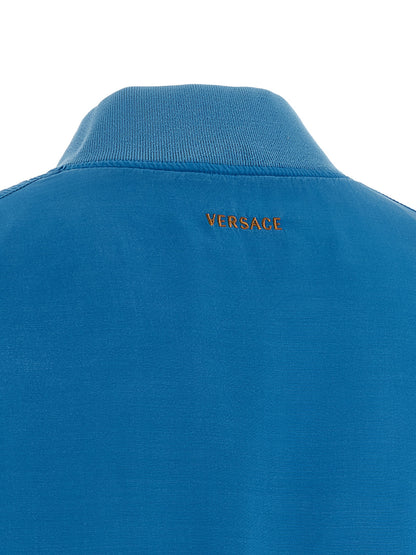 Bomber Jacket by Versace for women in silk light-blue presents a effortlessly chic silhouette, showcasing a sophisticated and premium pockets for a truly effortlessly chic finish.