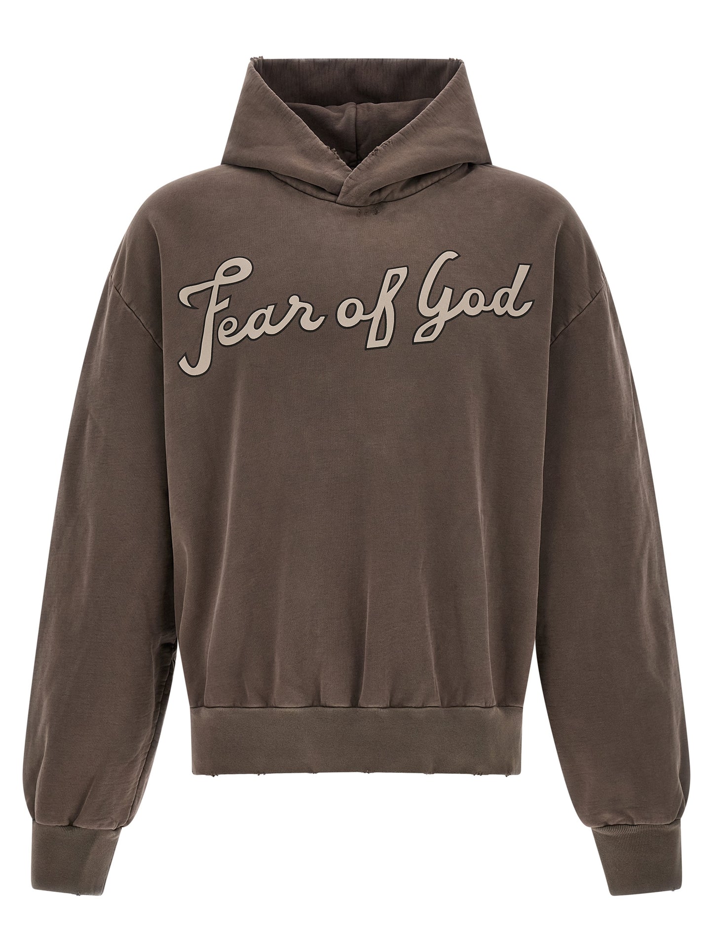 Fear Of God Men's Cotton Sweatshirt Hoodie - Brown Print
