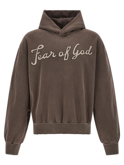 Fear Of God Men's Cotton Sweatshirt Hoodie - Brown Print