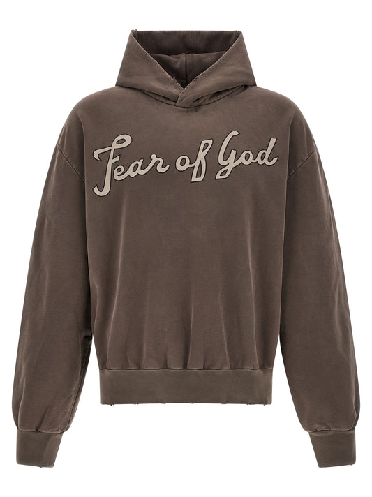 Sweatshirt Hoodie by Fear Of God for men in cotton brown & print features a edgy silhouette, detailed with a edgy hooded neckline and long-sleeve for a refined finish.