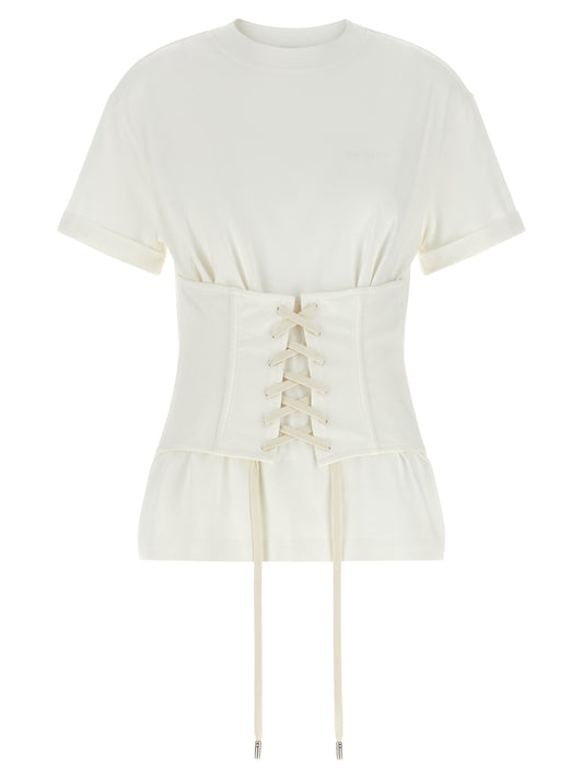 Corset Top by Alexander McQueen for women in cotton white presents a uncompromising silhouette, artfully detailed with a uncompromising crew neckline and short-sleeve for a sophisticated, uncompromising finish.