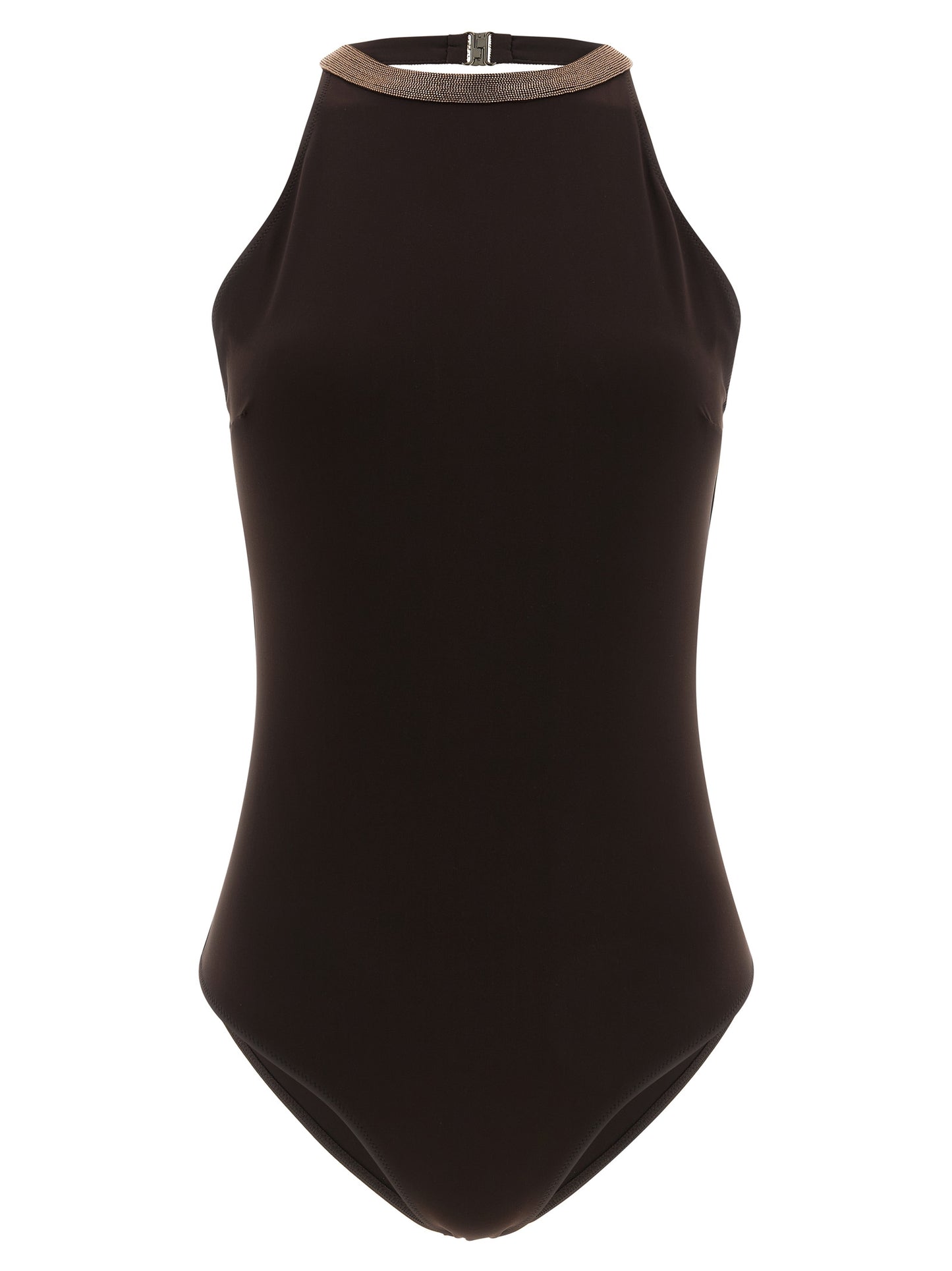 Brunello Cucinelli Monile Women's Stretch Polyamide One-Piece Swimsuit - Brown Signature