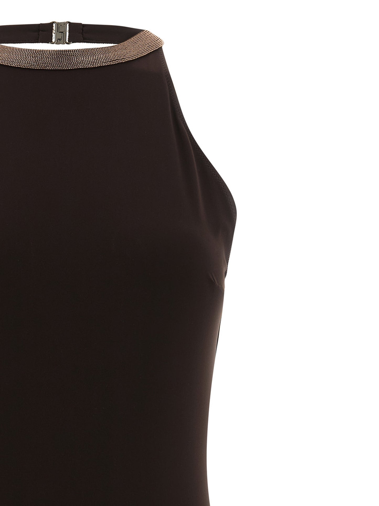Brunello Cucinelli Monile Women's Stretch Polyamide One-Piece Swimsuit - Brown Signature