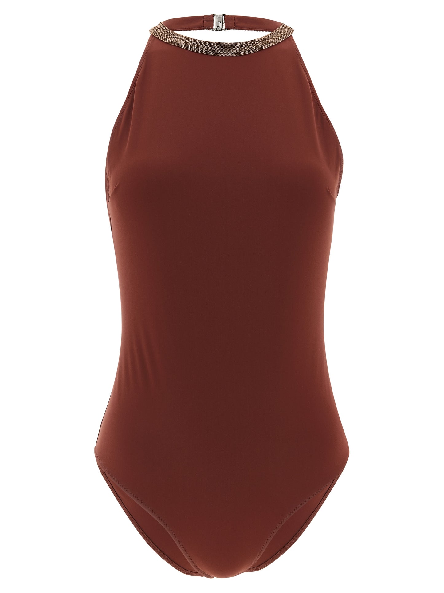 Brunello Cucinelli Monile Women's Stretch Polyamide One-Piece Swimsuit - Bordeaux