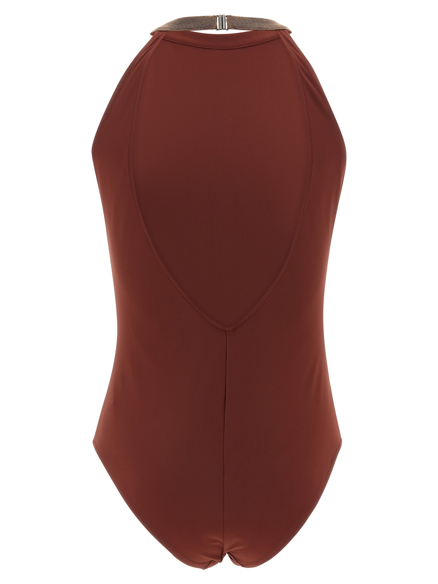 Brunello Cucinelli Monile Women's Stretch Polyamide One-Piece Swimsuit - Bordeaux