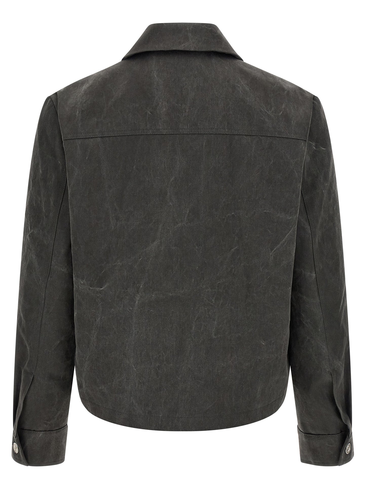 Overcoat by SÉFR for men in cotton gray features an satoral silhouette, showcasing a sophisticated shirt-collar neckline and satoral pockets for a premium, timeless look.