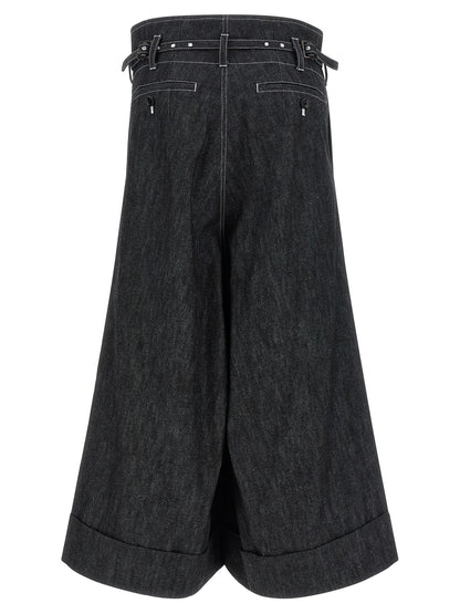 Denim Shorts by Junya Watanabe for women in denim cotton black features an effortlessly on trend silhouette, showcasing a effortlessly on trend flared & wide and short cut with a comfortable high rise for a refined look.
