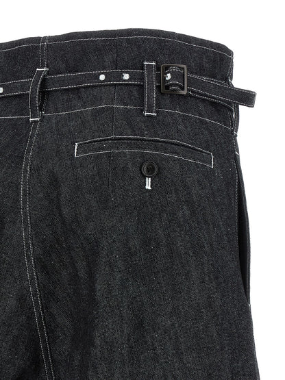 Denim Shorts by Junya Watanabe for women in denim cotton black features an unrivaled comfort flared & wide and short with an unrivaled comfort high rise.