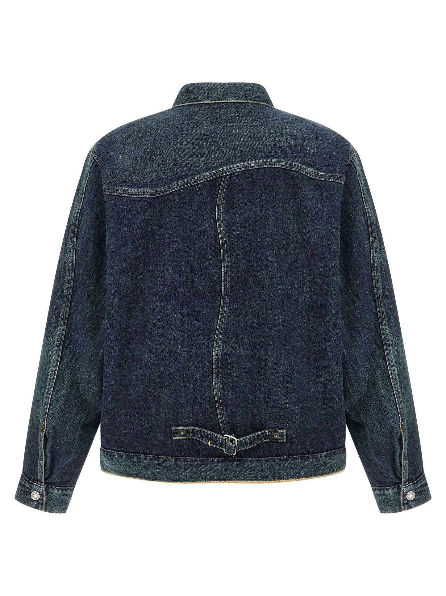 Trucker Jacket by Undercover for men in denim cotton blue features an contemporary silhouette, showcasing a sophisticated shirt-collar neckline and contemporary pockets for a truly refined look.